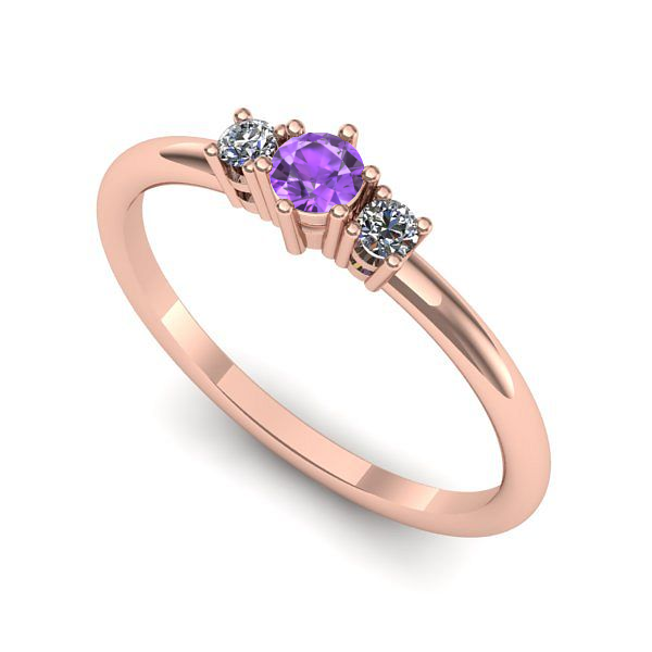 Inel logodna din aur roz cu ametist