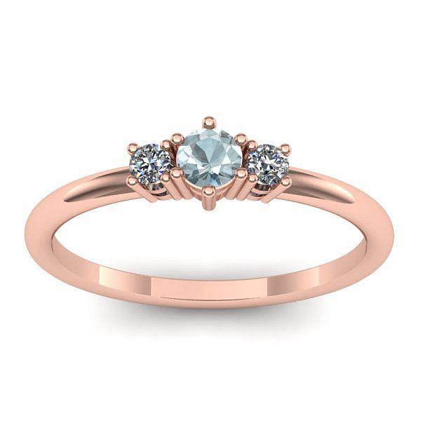 Inel de logodna cu aquamarin rotund