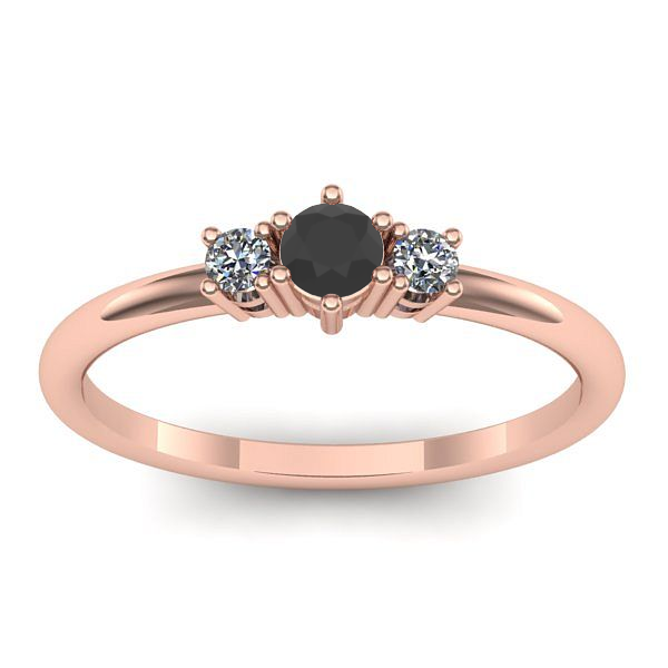 Inel de logodna cu diamant negru rotund