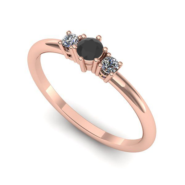 Inel din aur roz cu diamant negru