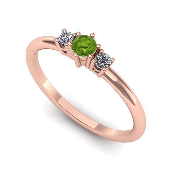 Inel logodna din aur roz cu peridot