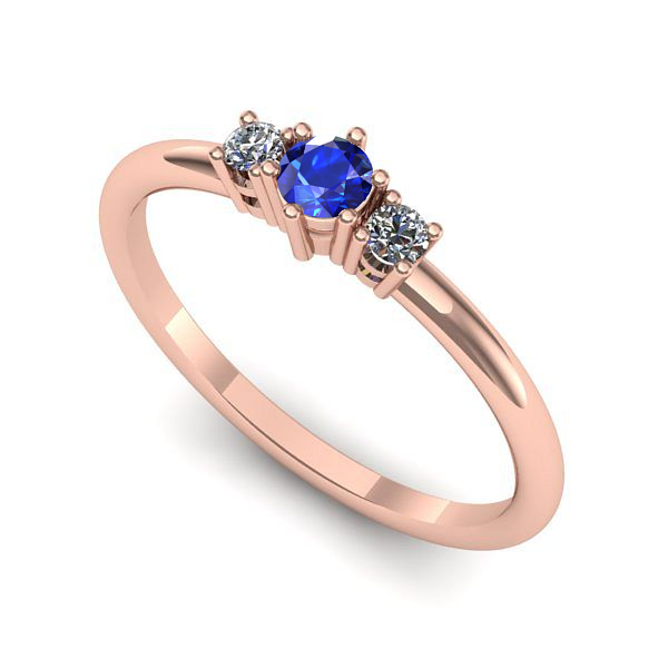 Inel logodna din aur roz cu safir