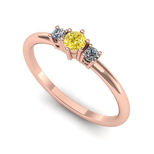 Inel logodna din aur roz cu safir galben