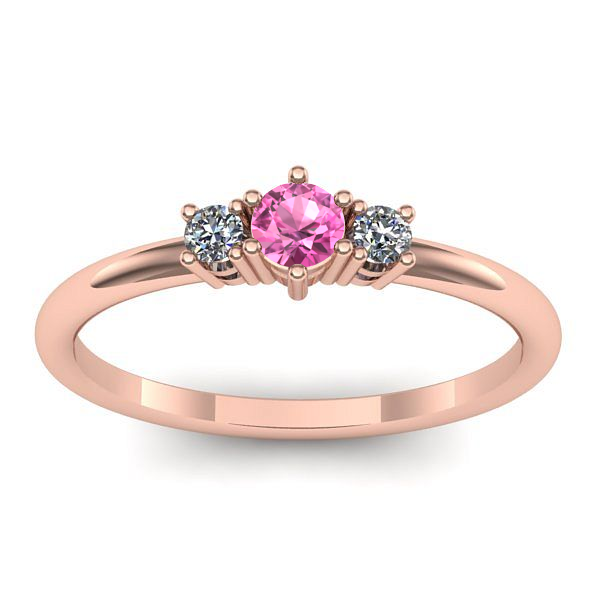 Inel cu safir roz rotund