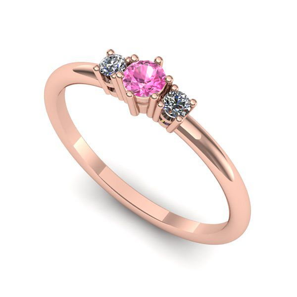 Inel din aur roz cu safir roz