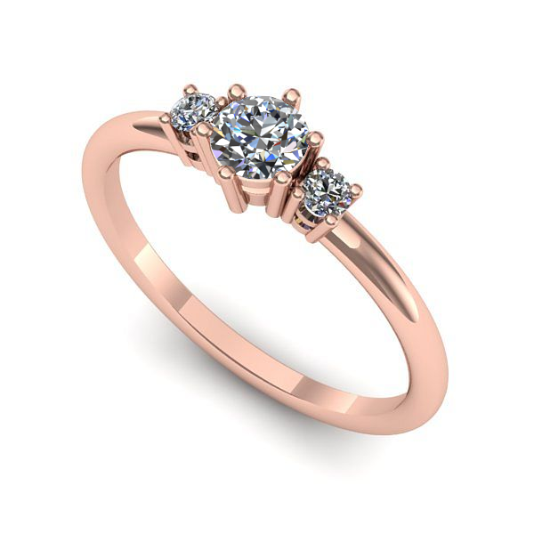 Inel de logodna din aur roz cu diamant