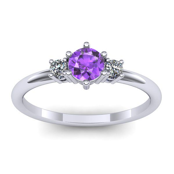 Inel de logodna cu ametist rotund