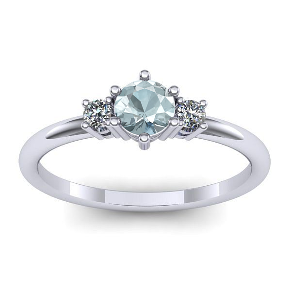 Inel de logodna cu aquamarin rotund
