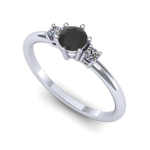 Inel de logodna din aur alb cu diamant negru