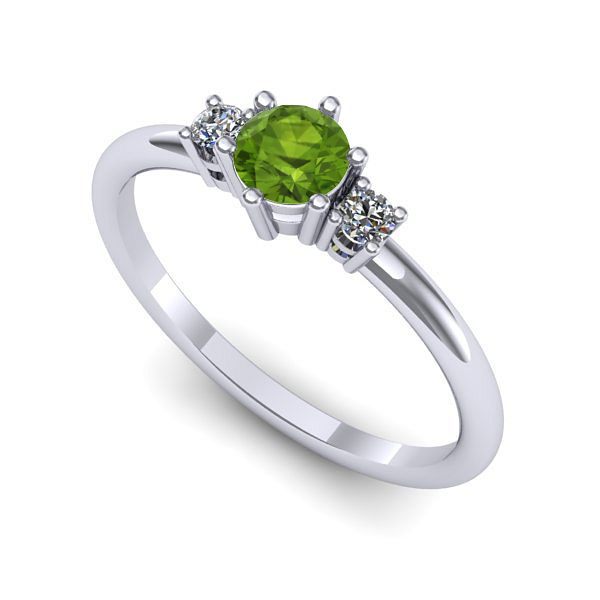 Inel de logodna din aur alb cu peridot