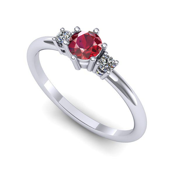 Inel de logodna din aur alb cu rubin