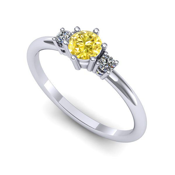 Inel din aur alb cu safir galben