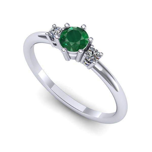 Inel de logodna din aur alb cu smarald