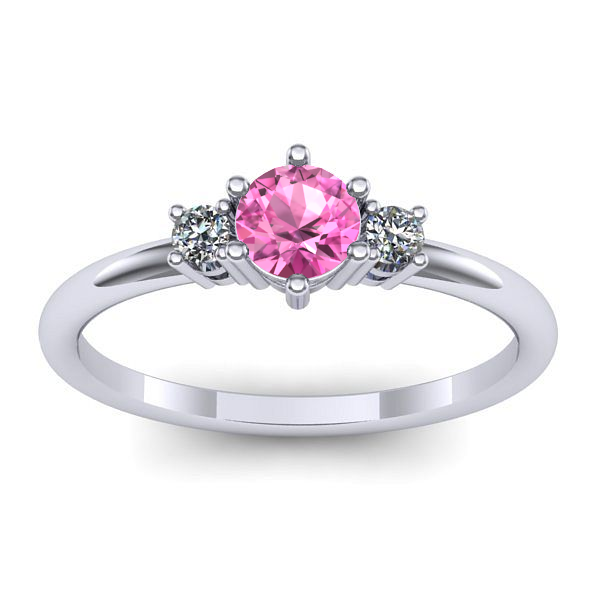 Inel logodna cu safir roz rotund