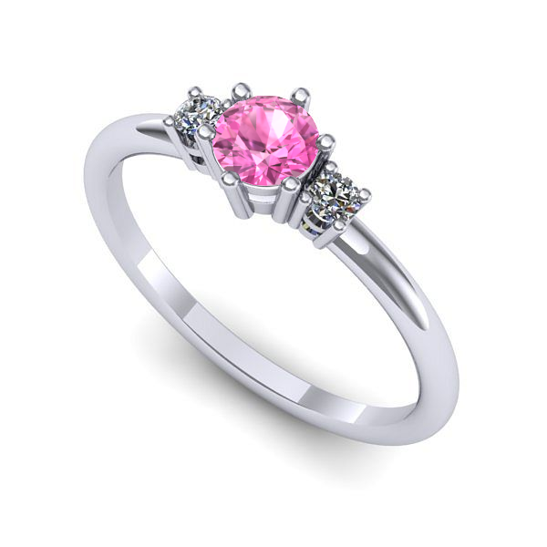 Inel de logodna din aur alb cu safir roz