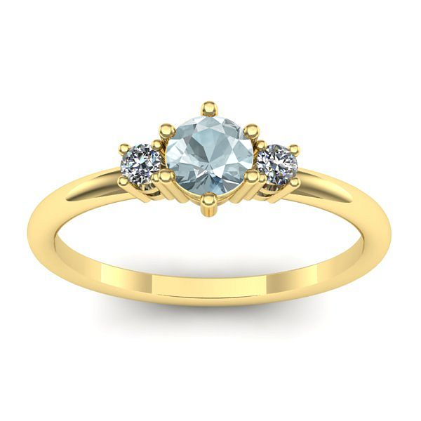 Inel de logodna cu aquamarin rotund