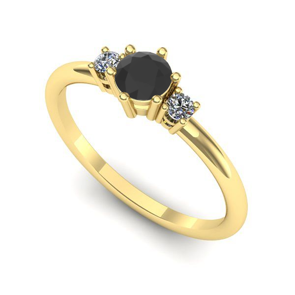 Inel logodna din aur galben cu diamant negru