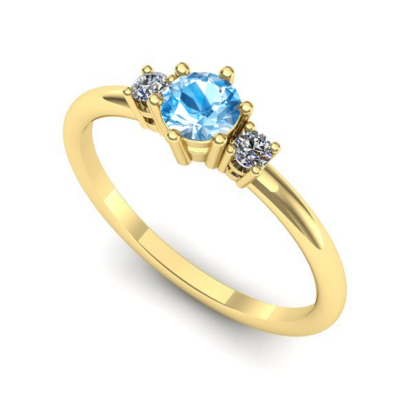 Inel din aur galben cu topaz blue