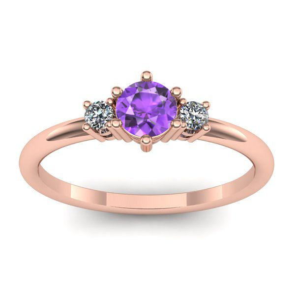 Inel logodna cu ametist rotund