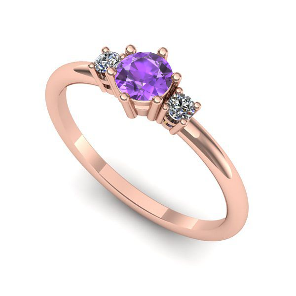 Inel logodna din aur roz cu ametist