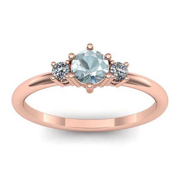 Inel de logodna cu aquamarin rotund