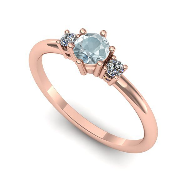 Inel logodna din aur roz cu aquamarin