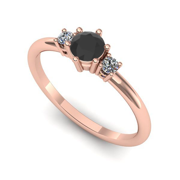 Inel de logodna din aur roz cu diamant negru