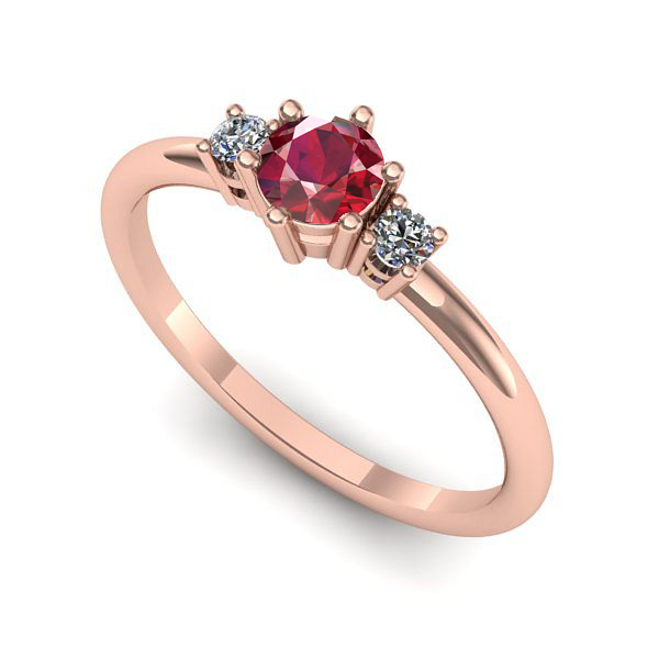 Inel din aur roz cu rubin
