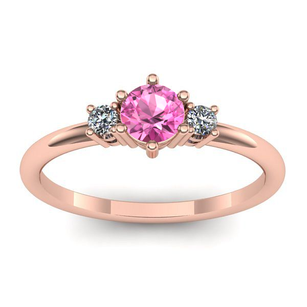 Inel cu safir roz rotund