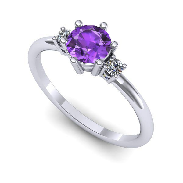 Inel logodna din aur alb cu ametist