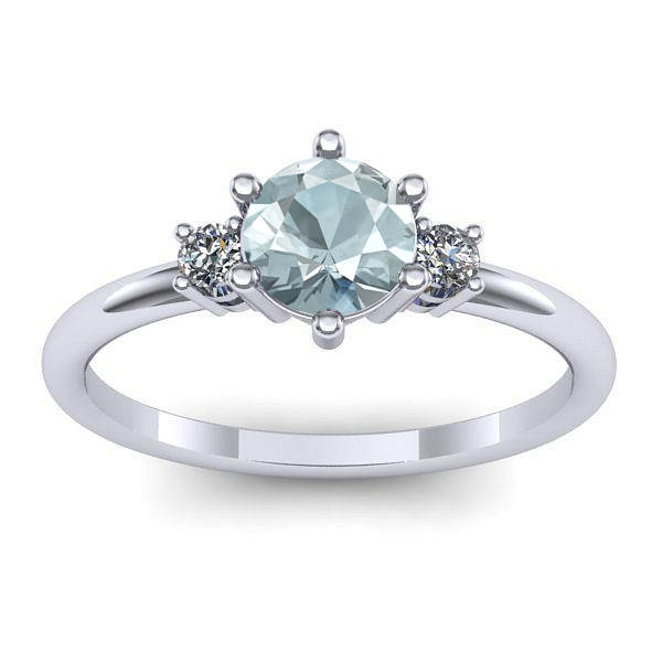 Inel de logodna cu aquamarin rotund