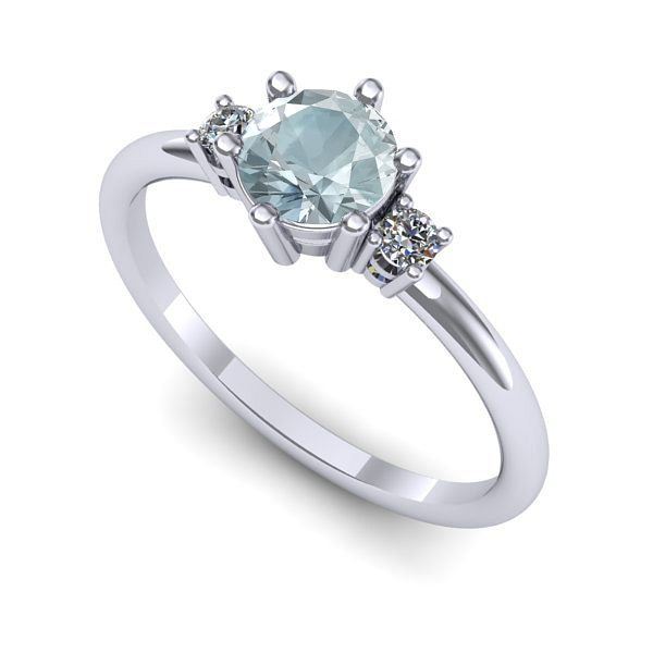 Inel din aur alb cu aquamarin