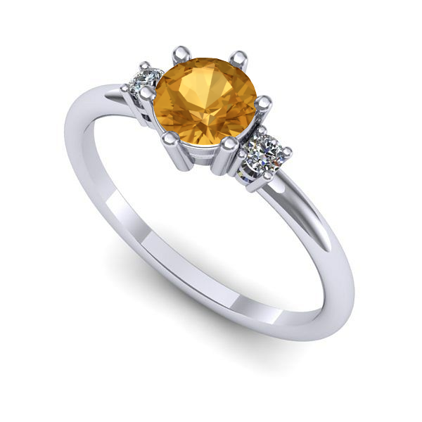 Inel logodna din aur alb cu citrin