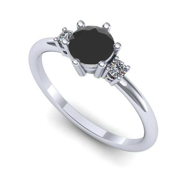 Inel logodna din aur alb cu diamant negru