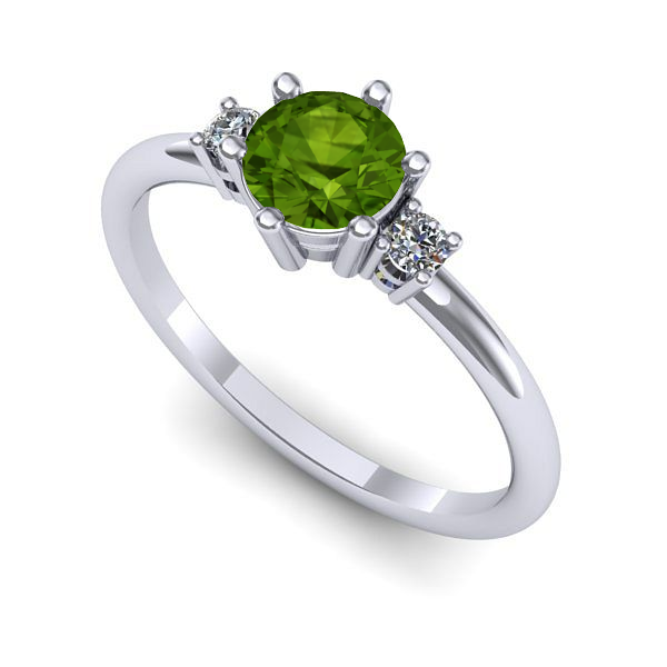 Inel logodna din aur alb cu peridot