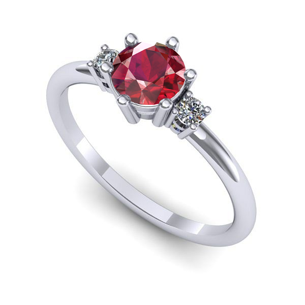 Inel logodna din aur alb cu rubin