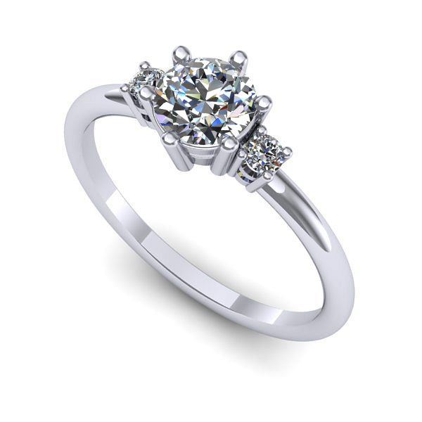 Inel din aur alb cu diamant de laborator