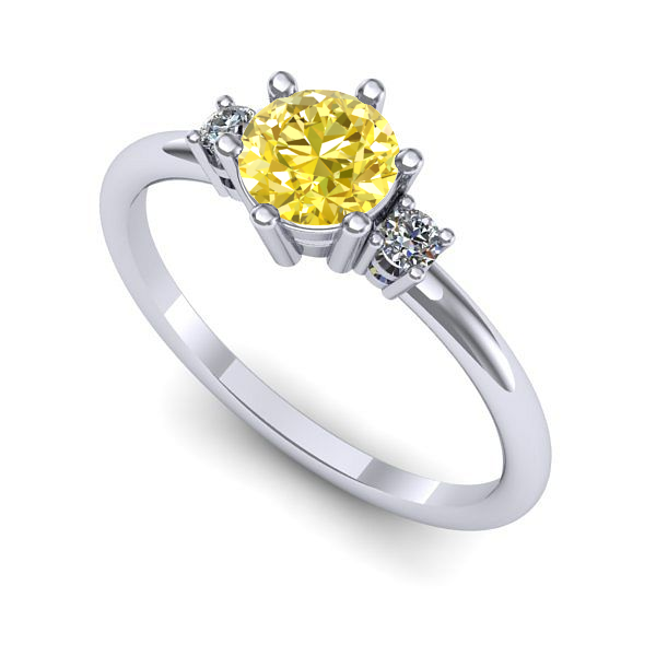 Inel din aur alb cu safir galben