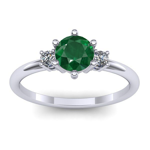 Inel de logodna cu smarald rotund