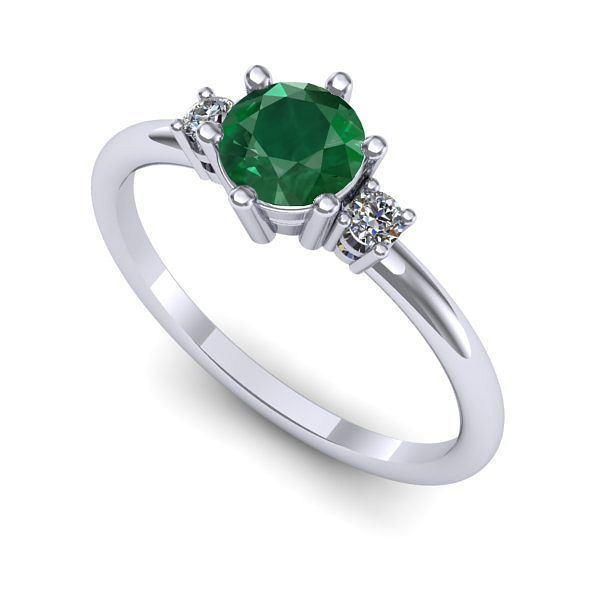 Inel logodna din aur alb cu smarald