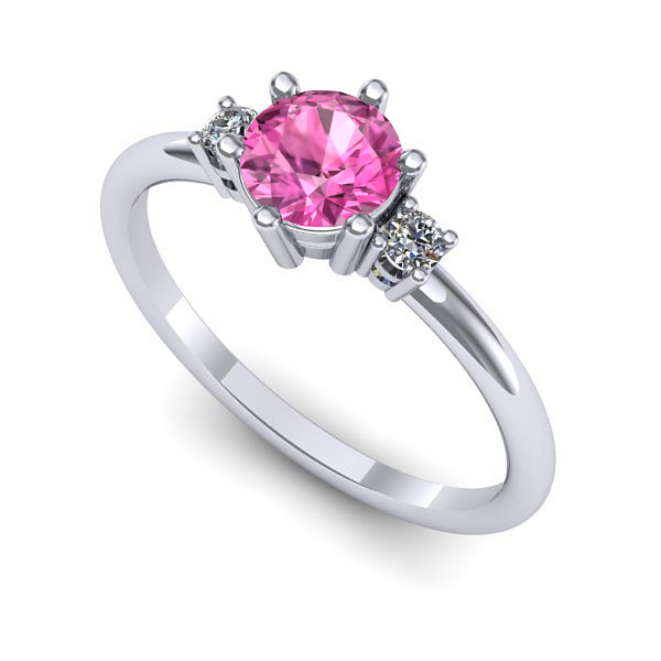 Inel din aur alb cu safir roz