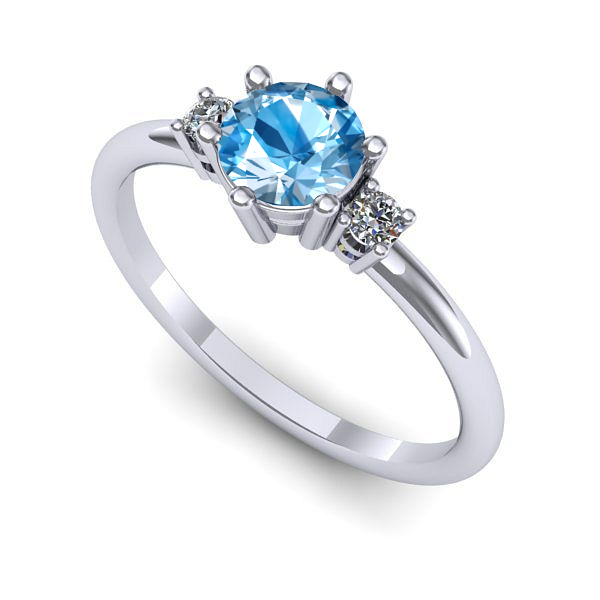 Inel logodna din aur alb cu topaz blue