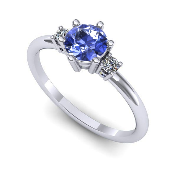 Inel logodna din aur alb cu tanzanit