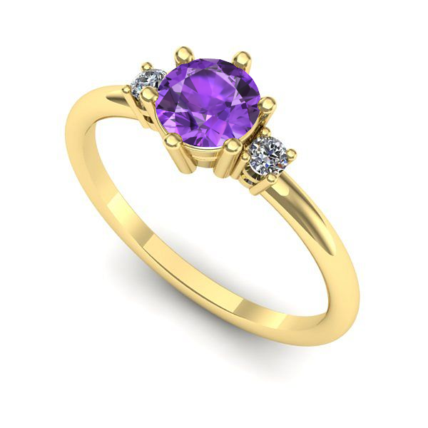 Inel logodna din aur galben cu ametist