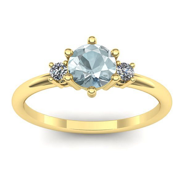 Inel cu aquamarin rotund