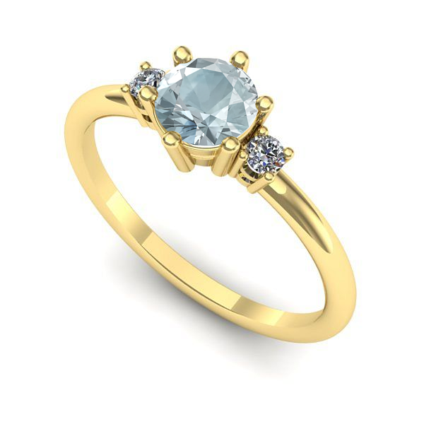 Inel logodna din aur galben cu aquamarin