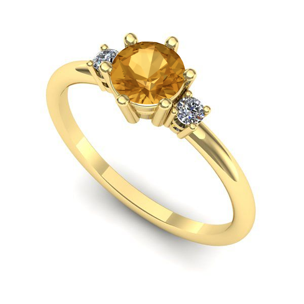 Inel logodna din aur galben cu citrin