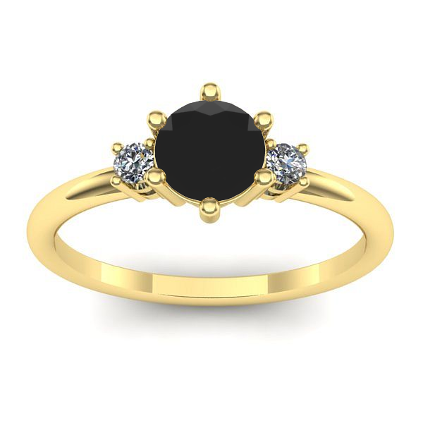 Inel cu diamant negru rotund