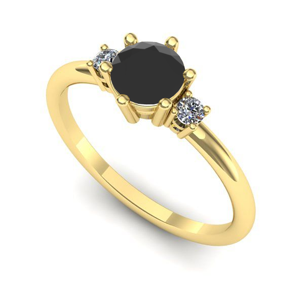 Inel logodna din aur galben cu diamant negru