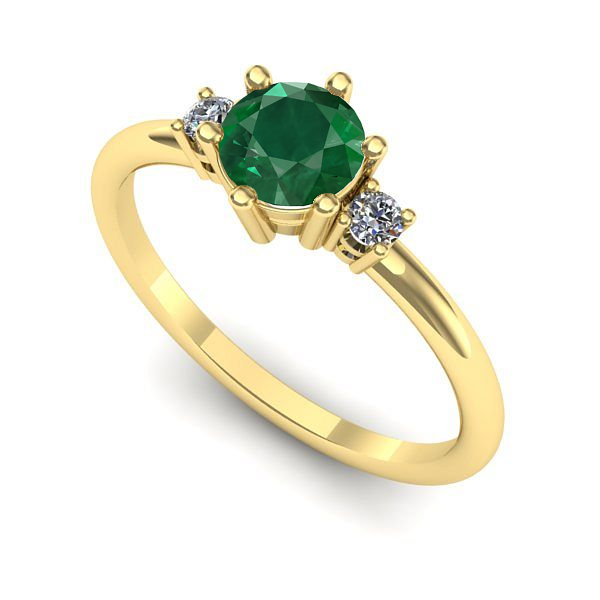 Inel logodna din aur galben cu smarald